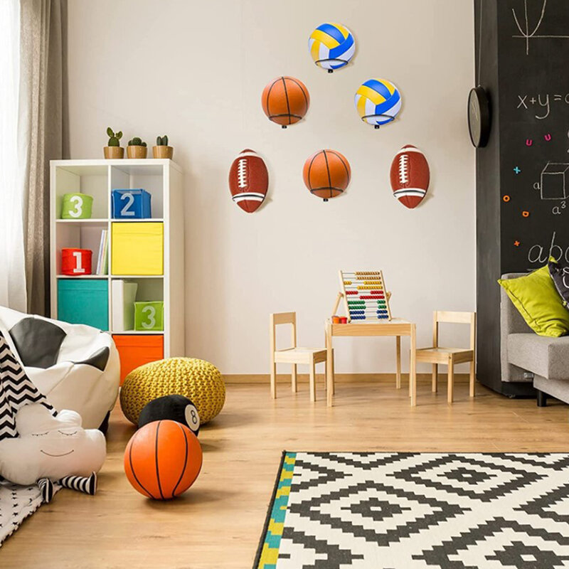 Estante de almacenamiento de hierro para el hogar, estante de bola montado en la pared, ahorro de espacio para sala de estar, baloncesto, fútbol y voleibol