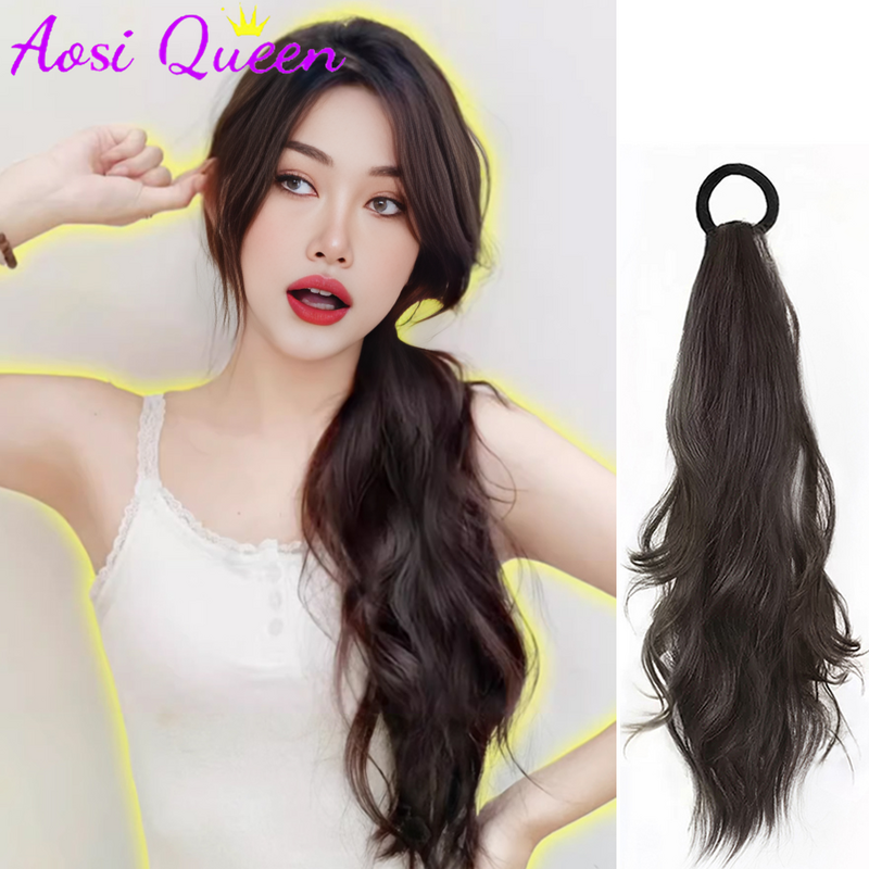 AOSI парик конский хвост для женщин с длинными волосами милая и крутая эластичная лента с ремешком низкая завязка натуральный слегка вьющийся конский хвост