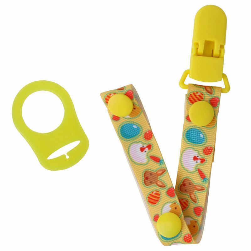 Praktische Nippel Halter Baby Schnuller Clip Kette mit Halter Clip Elegante Nippel Leine Strap Schöne Farbe Cartoon Print D7WF