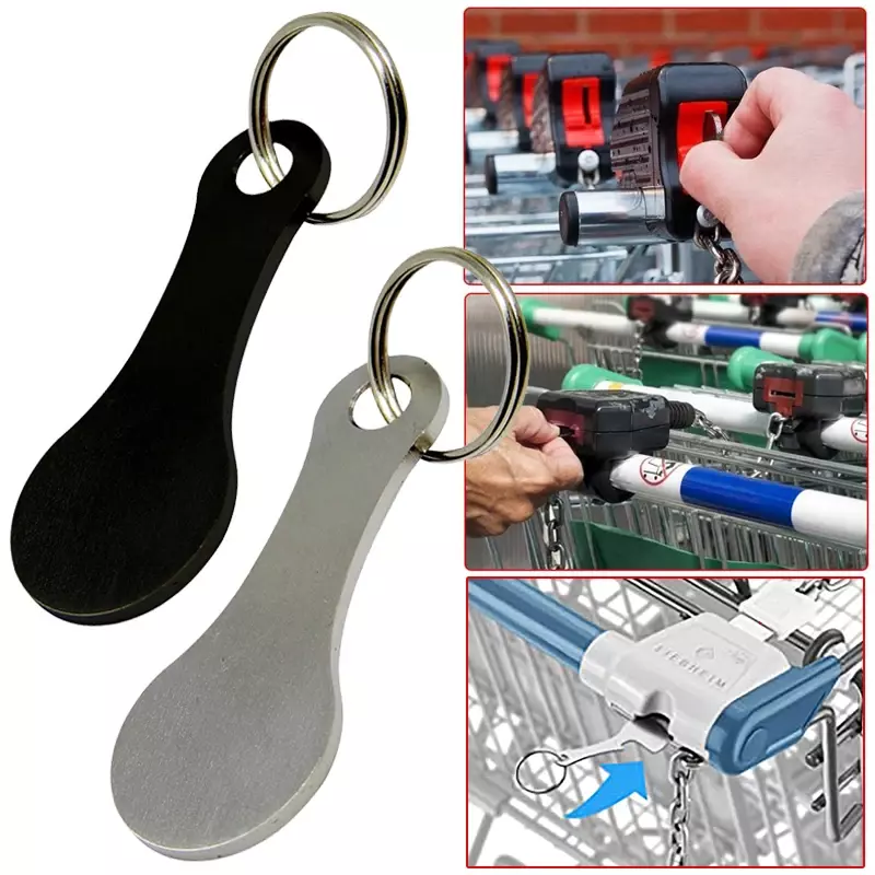 Llavero portátil duro de acero inoxidable metálico para carro de compras, gancho para llaves, accesorios prácticos de uso diario
