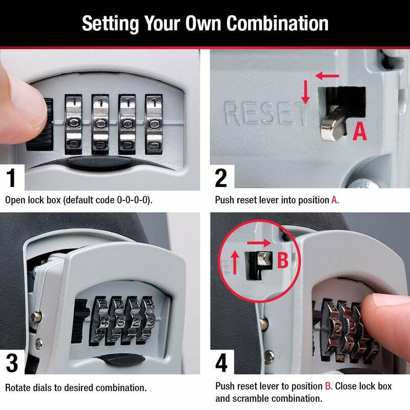 Master Lock Key Lock Box 5400D Outdoor Lock Box for House Keys Organizer Boxes Safe with Combination Lock 5-8 Keys Capacity