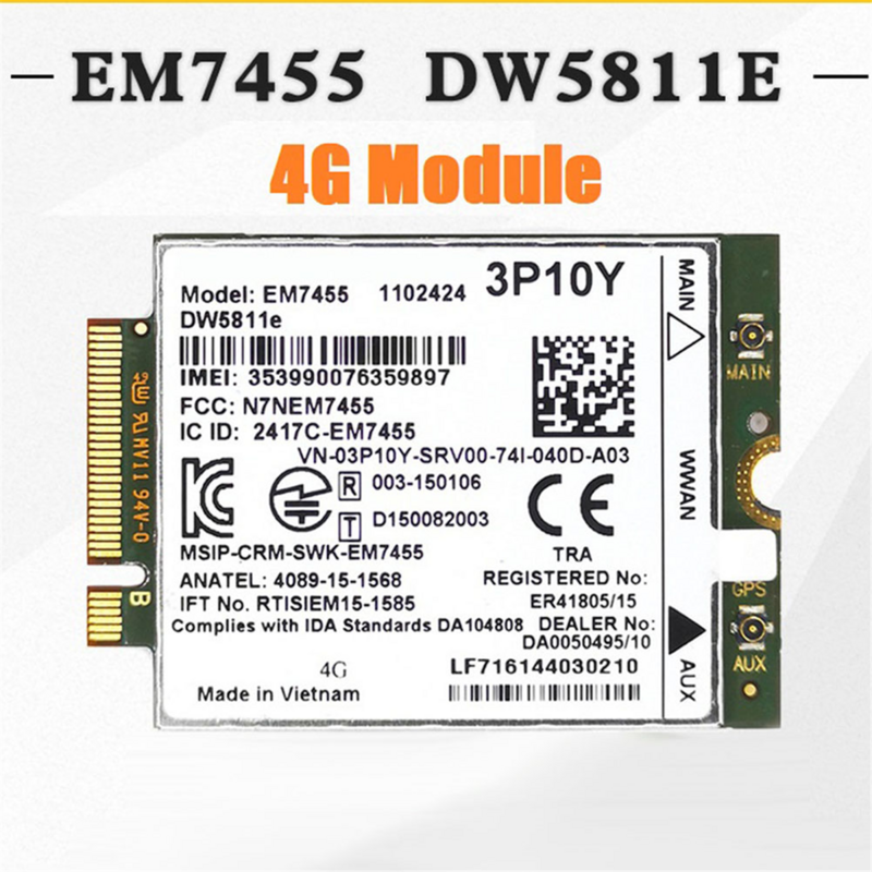 EM7455 DW5811E 4G Module 3P10Y CAT6 E7270 E7470 E7370 E5570 E5470 Wireless FDD/TDD Gobi6000