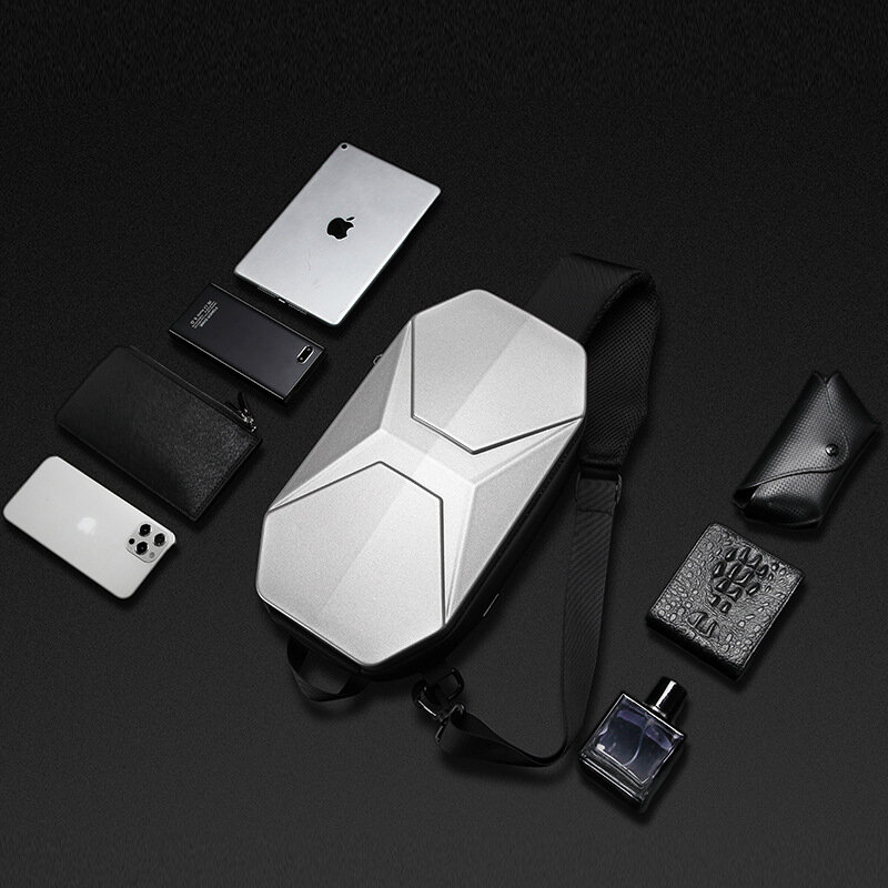 OZUKO tas selempang Anti Maling pria, tas bahu tahan air modis perjalanan pendek dengan pengisi daya USB untuk remaja