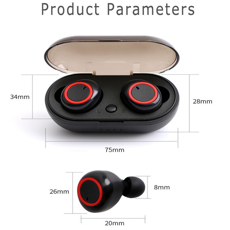 Y50 bluetooth fone de ouvido esportes ao ar livre mini portátil 5.0 controle toque no ouvido verdadeiro estéreo sem fio com câmara carregamento