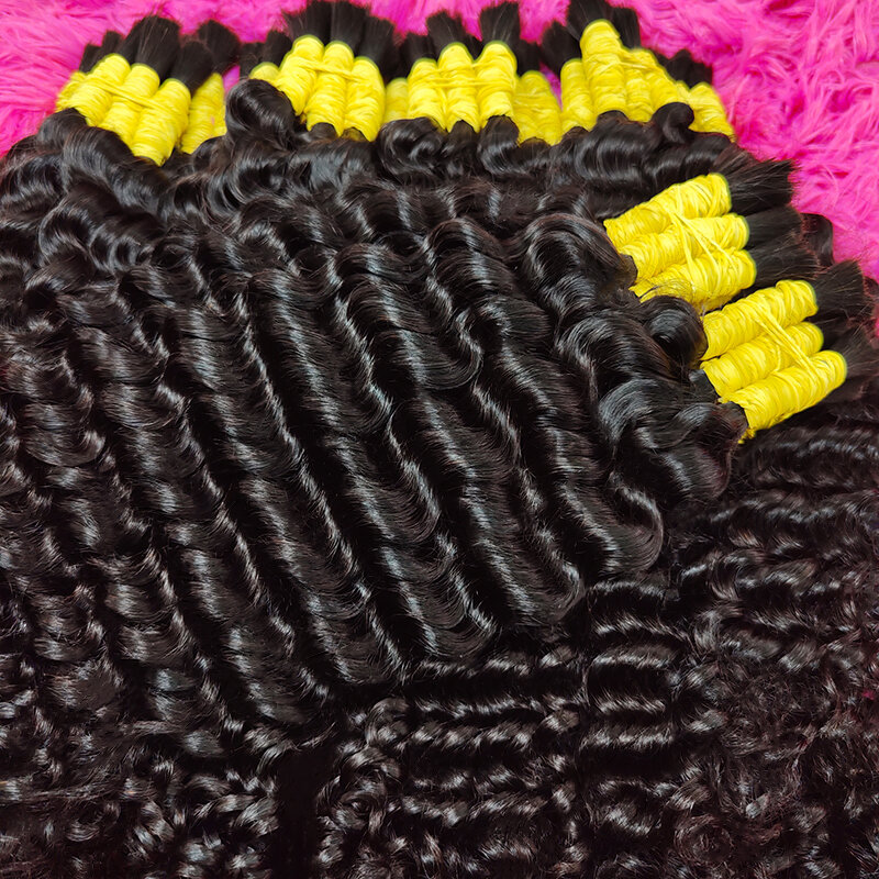 Объемные Человеческие волосы Remy для плетения, свободная волна, 100% Необработанные бразильские, без уточка, глубокие вьющиеся 100 г/комплект от 18 дюймов до 30 дюймов