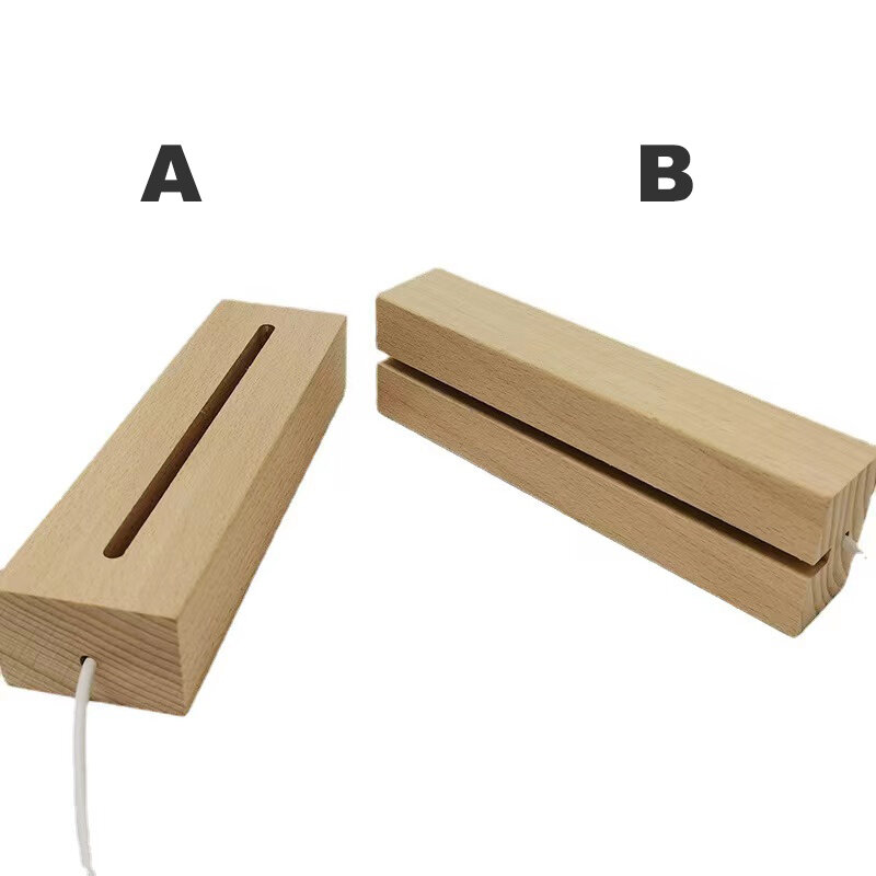 5 مللي متر USB Led الخشب قاعدة عرض موقف مستطيل دافئ الأبيض RGB خشبية مضاءة الركيزة ل الليزر مخصص زجاج الأكريليك ليلة مصابيح