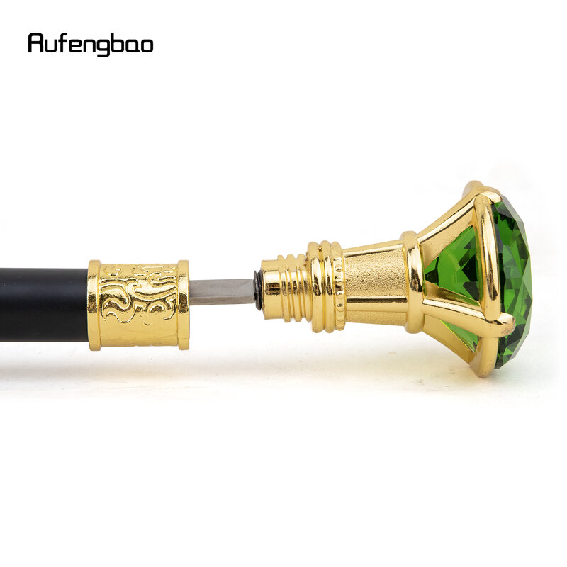 Зеленая Бриллиантовая одинарная Золотая трость со скрытой пластиной, модная трость для самообороны, трость для косплея, трость 93 см