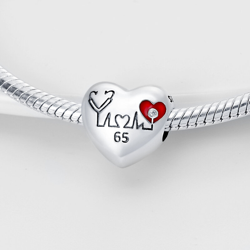 Perles en argent regardé 2024 adaptées au bracelet Pandora, forme de cœur, breloque originale, cadeau de bijoux à bricoler soi-même, collection de connaissances chaudes, 925