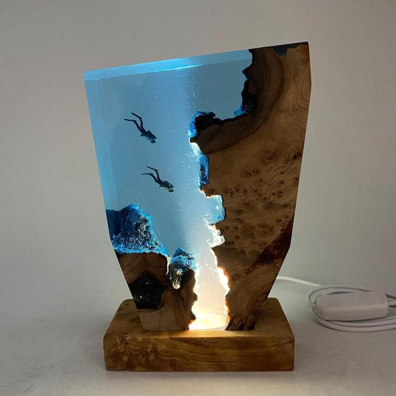 Ozean Karst Höhle Taucher Nachtlicht führte Licht Action figur Sammlung Modell Home Dekoration Ornamente Kinder Geburtstags geschenk