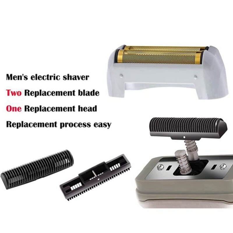 2X Shaver Replacement Cutter Net+Cutter Head For Andis 17150 17200 Washable 3D Intelligent Floating Shaving Blade Gold