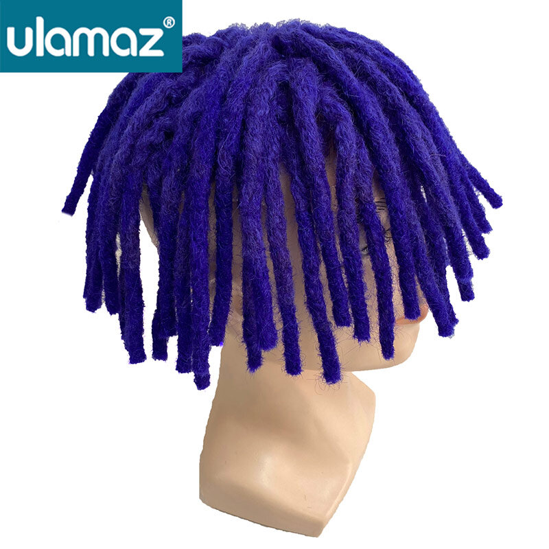 8 "Wig rambut Afro Wig Dreadlock untuk pria Wig kepang rambut palsu renda penuh rambut manusia 130% kepadatan Wig pria prostesis rambut pria