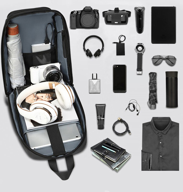 Ozuko-Saco de Ombro Masculino Carregamento USB, Mensageiro Impermeável Masculino Crossbody Bags, Viagem Curta, 9.7 iPad Sling Bag, Alta Qualidade