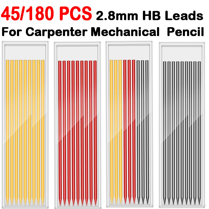 45/90/180PCS 2.8mm HB Refill Leads for Carpenter Pencil Mechanical Pencil Pencil Refills for School Office Supplies Stationary