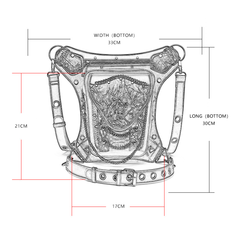 Chikage Steampunk czaszka łańcuszek torba na motocykl piterek na telefon komórkowy dla jednej torba na ramię Crossbody