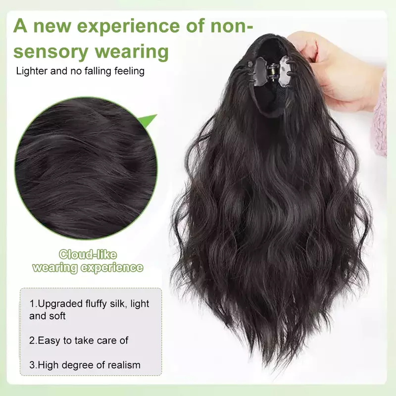 ALXNAN HAIR-Extensões de rabo de cavalo sintético para mulheres, grampo, cabelo ondulado, cabelo encaracolado natural, cauda do cabelo, extensões de rabo de cavalo