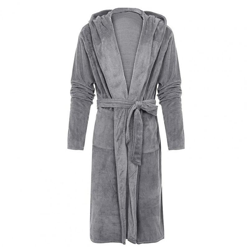 Camisola de pelúcia espessa masculina, pijama aconchegante, roupão confortável, cinto de vida diária