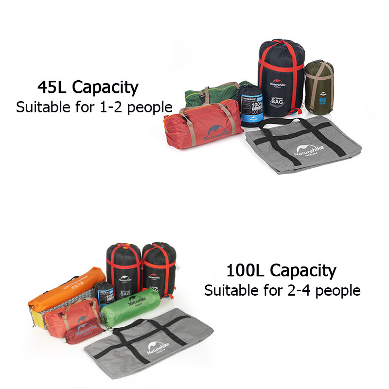 Naturehike Large Capacity Storage Bag, Diversos Organizador, Outdoor Gear portátil, Foldable Travel Bag, Camping Gear, 45L, 100L