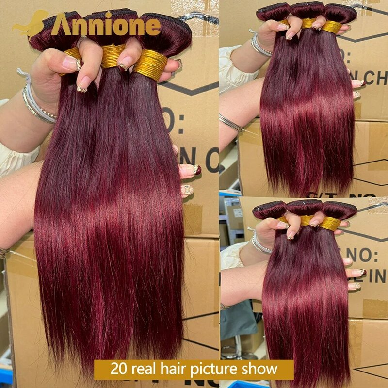 Pacotes retos do cabelo humano, extensões brasileiras coloridas macias do cabelo, 99j Borgonha, 3 PCes, 28 dentro, 30 dentro, 32 dentro