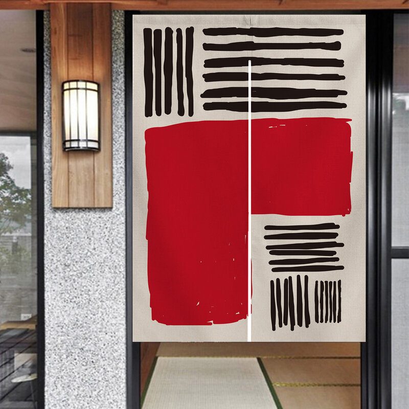Китайские занавески для дверей Ofat, декоративные подвесные шторы с красными линиями в японском стиле, для комнаты, кухни