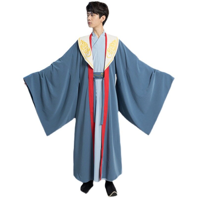 Kostum Tari Pendekar Tradisional Tiongkok Gaun Rakyat Hanfu Setelan Tang Jubah Kuno Pria Kostum Cosplay Gaya Tiongkok