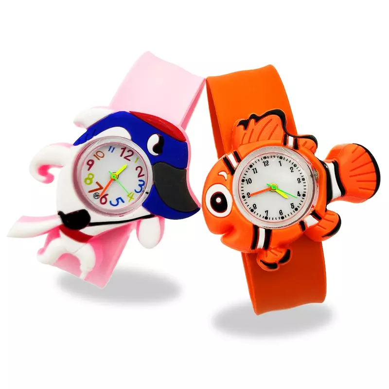소년 소녀 스타일 어린이 석영 손목 시계, 컬러풀한 실리콘 슬랩 벨트, 어린이 시계, 장난감, 아기 크리스마스 선물