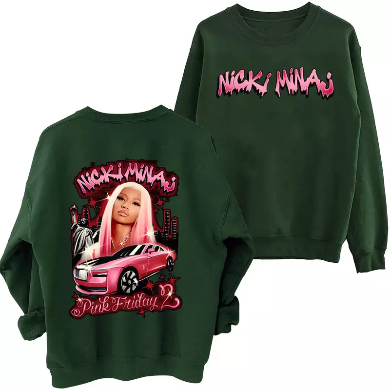 2024 Nicki Minaj Sweatshirt tur Harajuku leher bulat lengan panjang Hoodie besar hadiah penggemar