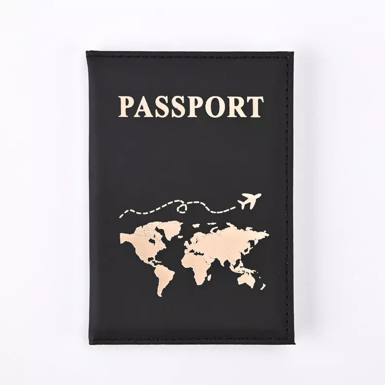 Soporte de pasaporte con estampado de mapa de cuero PU para hombres y mujeres, Clip de billete de vuelo, funda de pasaporte de viaje, identificación, tarjetero de crédito, accesorios de viaje
