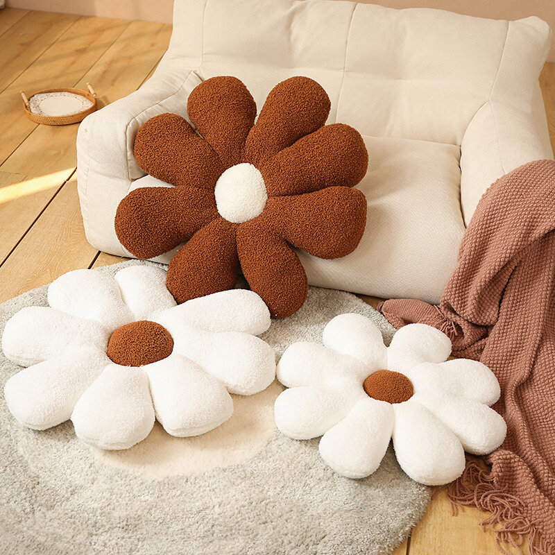 50-80cm Fluffy Colourful Flower Cushion Decorative Pillows For Sofa Soft Chair Seat Cushion Huggable Plush Toy Girly Home Decor