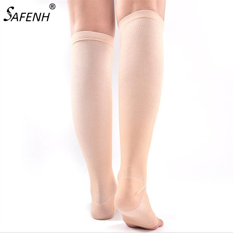 Open Toe Knee-High Medical Compression Stockings Varicose Veins Stocking Elastic Pressure Stockings Pressure Stockings 6 Colors
