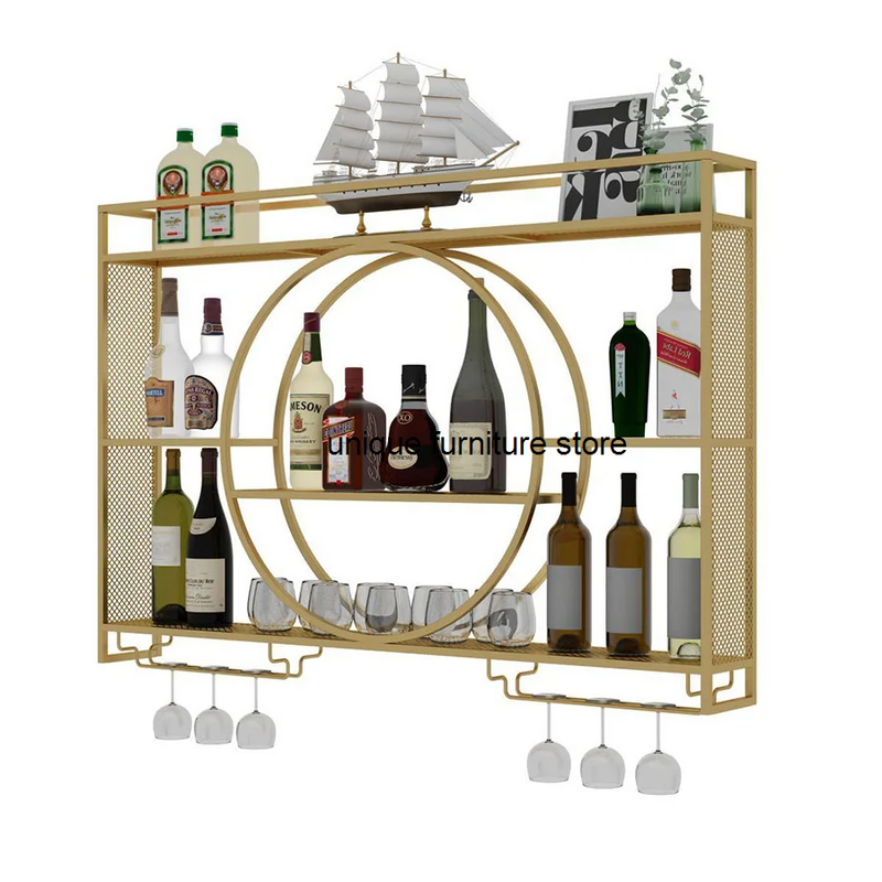 Estante de vino de montaje en pared, soporte de botella adaptable, almacenamiento de vidrio de copa negra en miniatura única, decoración de gabinete de vino, muebles de Bar Szafeczki