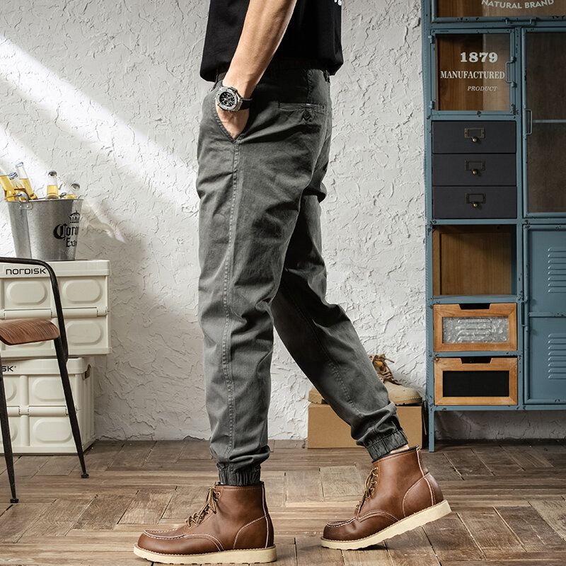 Moda designer calças de brim dos homens elástico simples casual carga calças hombre estilo coreano hip hop joggers masculino macacão lazer