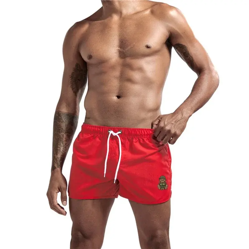 Men's Summer Swimwear Printed Shorts with Bear Brand Swimwear Sexy Men's Breathable Low Rise Surf Swimwear