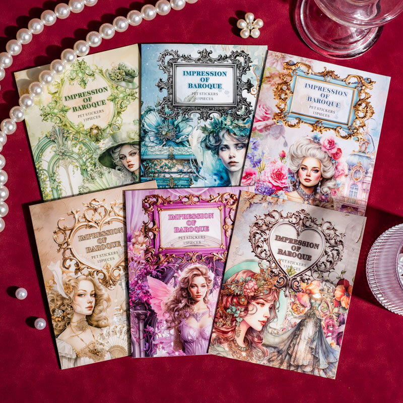 6 confezioni/lotto impressione di pennarelli serie barocca album fotografico decorazione PET sticker