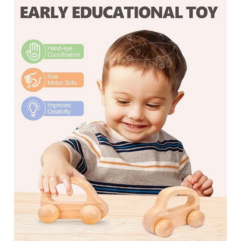 2 szt. Zabawka drewniany samochód wczesna edukacja niemowlę 0-6-12 miesięcy maluch 1-3-letni drewniana zabawka chłopcy neutralny wystrój