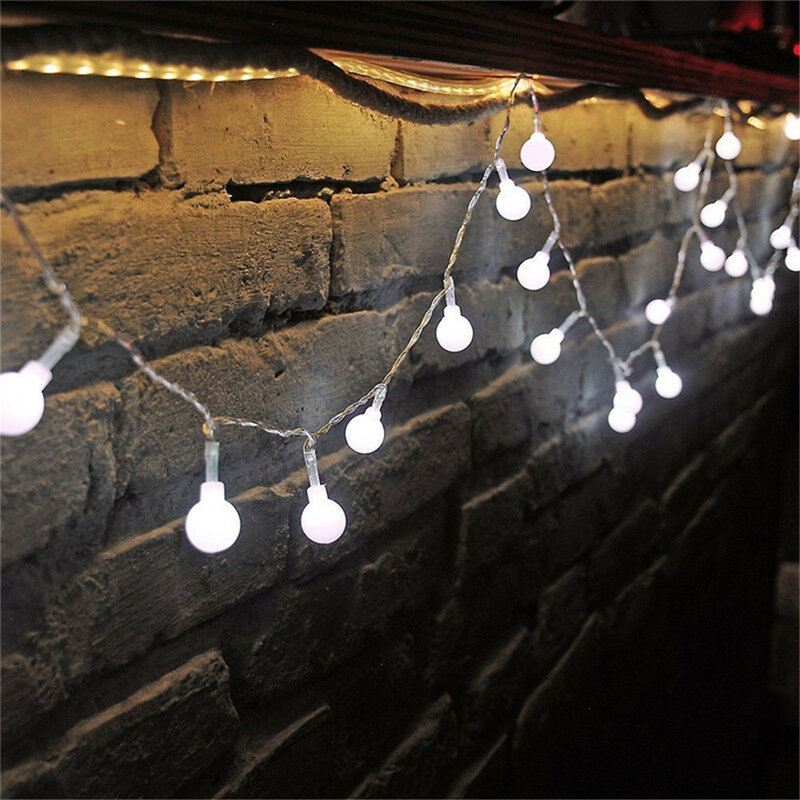 LED 볼 스트링 조명, 크리스마스 전구, 요정 화환, 야외 휴일 웨딩 홈 새해 장식 램프, 10m 100LED, 220V, 110V