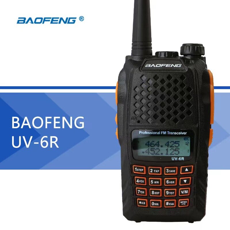 Baofeng UV6R Professional Walkie Talkie Two-way Radio VHF UHF LED VOX Hotel Travel Outdoor Camping Wireless Communication FM