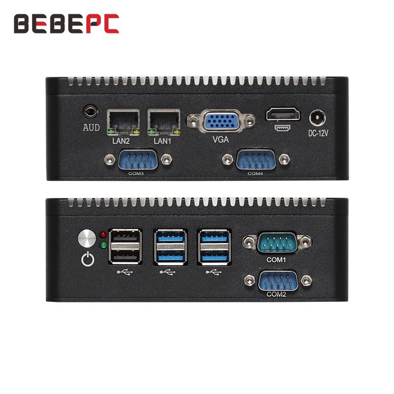 BEBEPC-Mini PC industriel sans ventilateur, ITX, Intel Celeron N5100, DDR4, 2LAN, 4COM, RS232, RS485, VGA, HD, 4G, Permanence, Ordinateur Windows 11/10, Linux