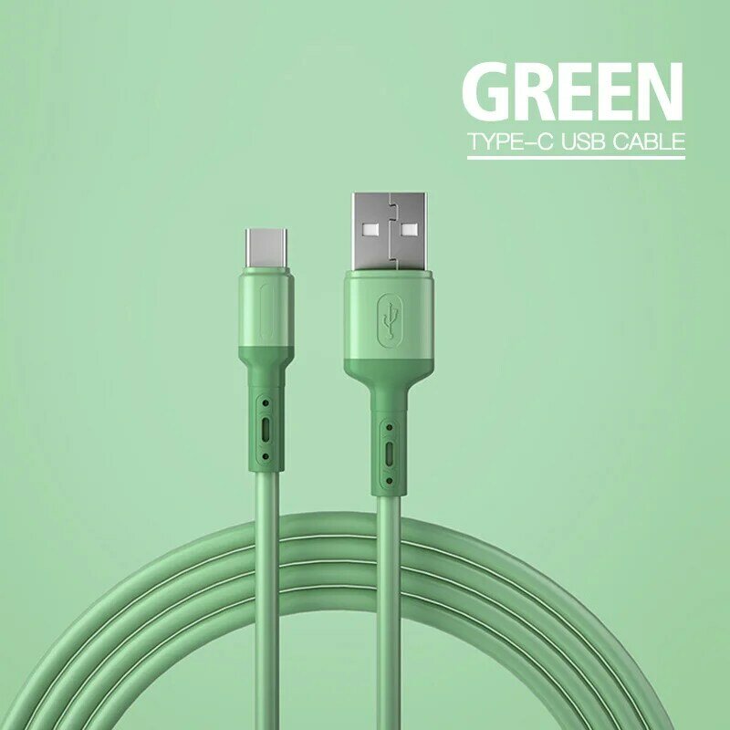 Câble USB Type C en Silicone Souple pour Charge Rapide, Cordon de Données pour Huawei Xiaomi, Chargeur à Fil USB-C pour Téléphone Mobile, 1, 1,5, 2m