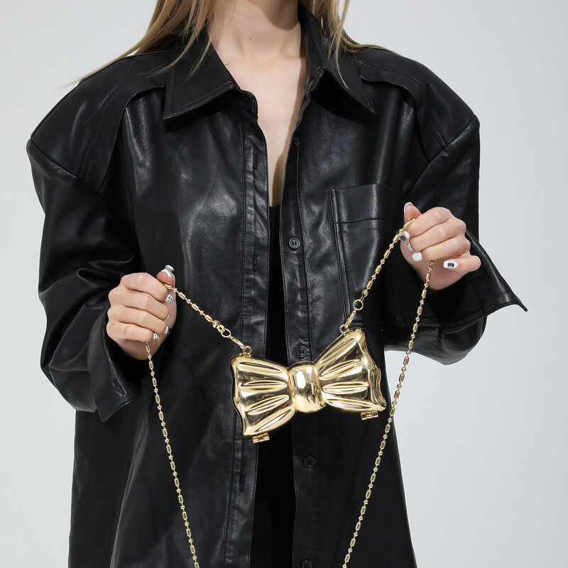 Mini Bowknot Clip Bag Luxury Shell Crossbody Bags for Women Small Coins Lipstick Purses Evening Clutch Handbags Shoulder Bag New