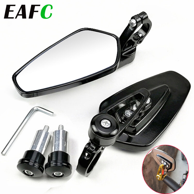EAFC 1 Pair 7/8" 22mm  Motorcycle Rearview Mirrors Universal Scooter Bar End Handlebar Mirror Rear View Mirror Accessories