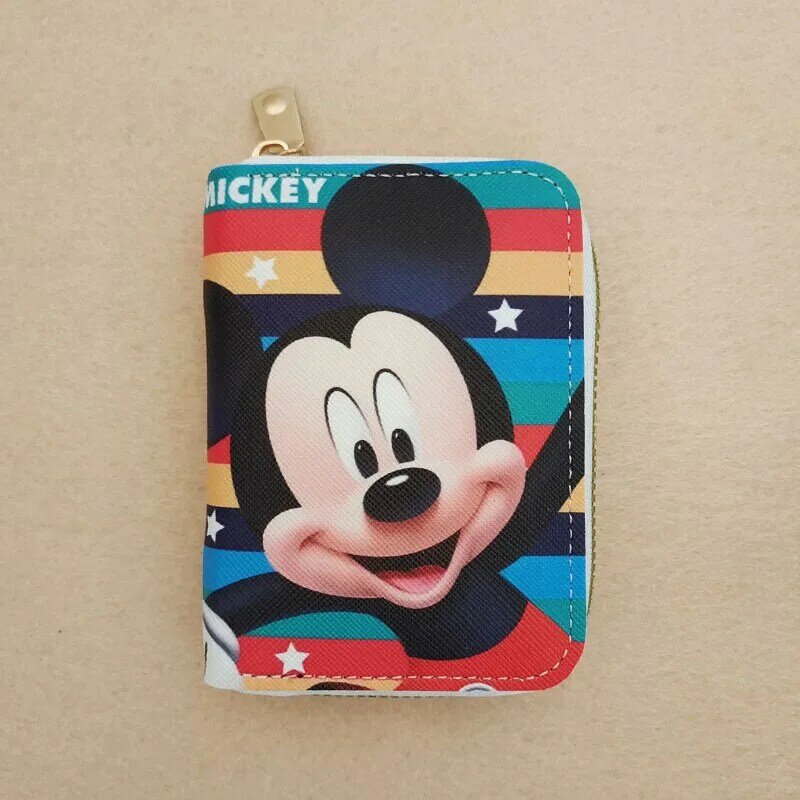 Niedliche Mickey Minnie Orgel Karten tasche Pu Leder Brieftasche Cartoon Visitenkarte netui Kreditkarten halter Mini Reiß verschluss Clutch Tasche
