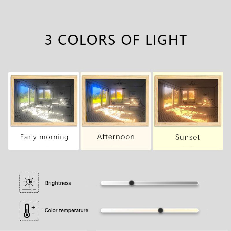3 Kleuren Deco Led Licht Schilderij Usb Plug-In Lampjes Schilderen Creatief Modern Zonlicht Raam Houten Nacht Lichtgevende Foto