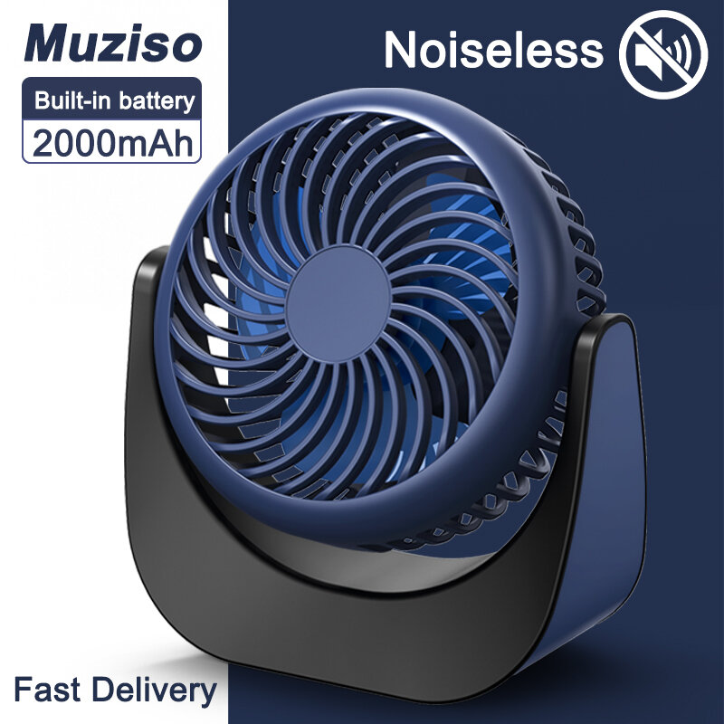 Muziso Mini Electric fan rechargeable Portable Camping small fan USB desk mobile fans quieter Blower