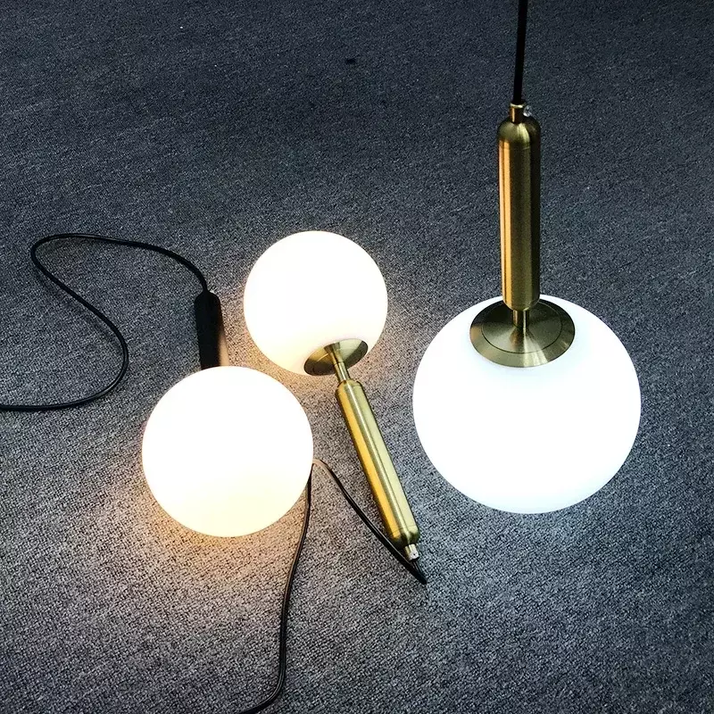 Luxurious Gold Glass Ball Pendant Lamp Moderno Abajur Luzes Penduradas, Luminárias para Sala de Jantar, Decoração do Quarto, Iluminação