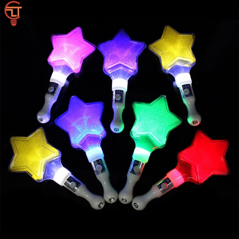 Varita mágica de estrella LED brillante, decoración luminosa para fiesta de cumpleaños, palo de luz para niños y niñas