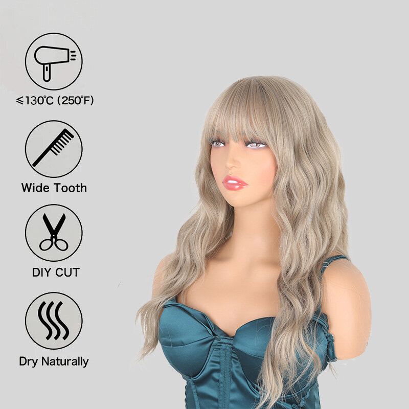 SNQP 65cm długa kręcona srebrno-szara peruka nowa stylowa peruka dla kobiet codziennie na imprezę Cosplay żaroodporna wysokotemperaturowa