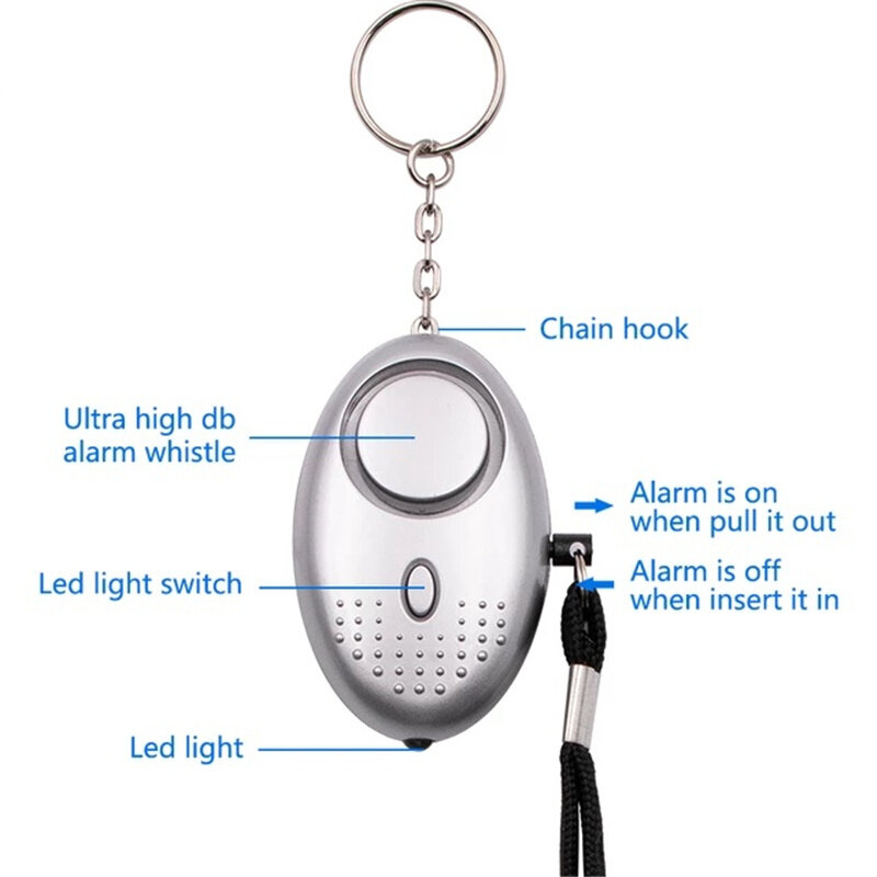 KOOJN-llavero con alarma antirrobo para niños y mujeres, llavero de 130dB, antirrobo, sonido y luz, autodefensa personal