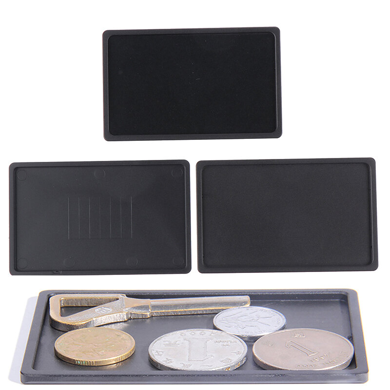 1Pcs Mini Slim Aluminum Metal Case Coin Tray For Card Holde Wallet Case Purse Card Holder Key Desk Tray