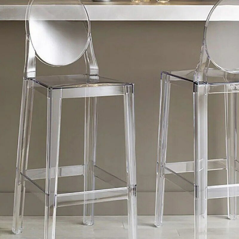 Taburete moderno De plástico para Bar, silla nórdica transparente para cocina, comedor y sala De estar, muebles De Hotel, color negro