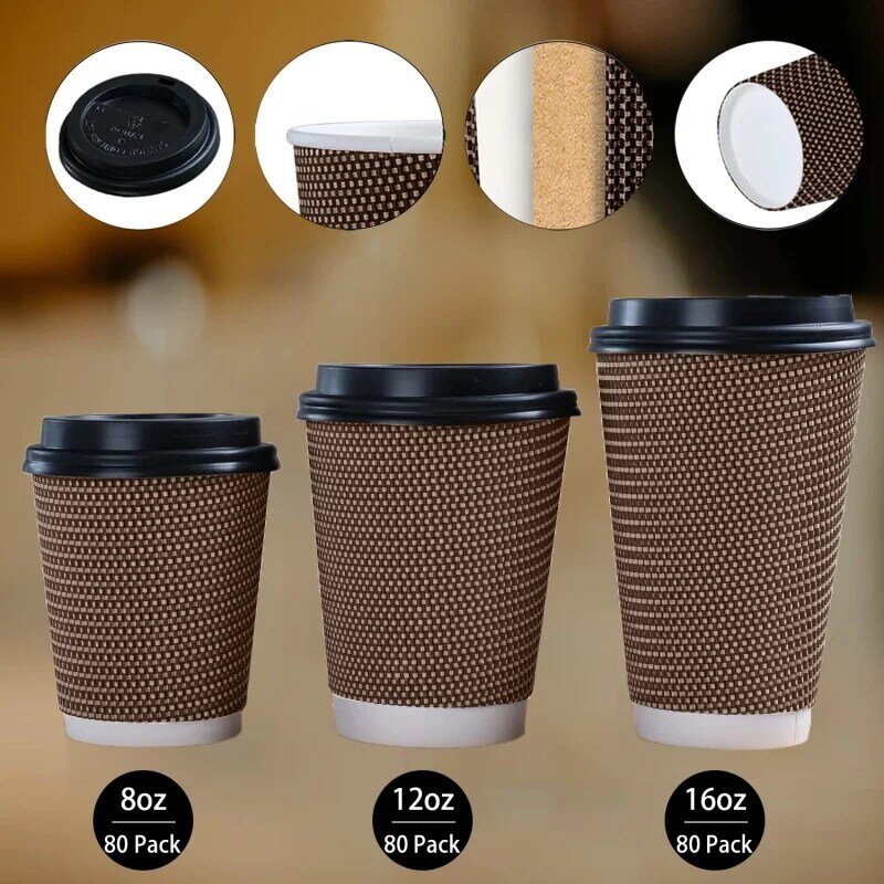 แก้วกาแฟแบบใช้แล้วทิ้งแก้วกระดาษผนังสองชั้นสำหรับเครื่องดื่มร้อนที่สามารถย่อยสลายได้